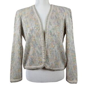 Vintage 80s CASTLEBERRY Open Cardigan Pastel Knit Cottagecore‎ Grandmacore